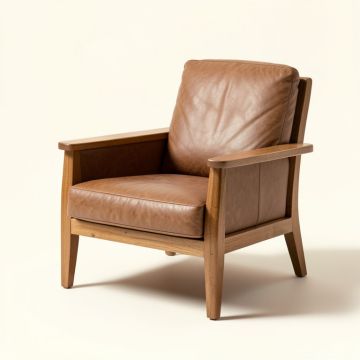 Farryn 26 '' Wide Top Grain Leather Lounge Chair (synthetic illustration; no displayed measurements)