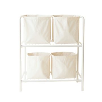 Alder Branch Laundry Sorting Station With Plain Removable Bags - White