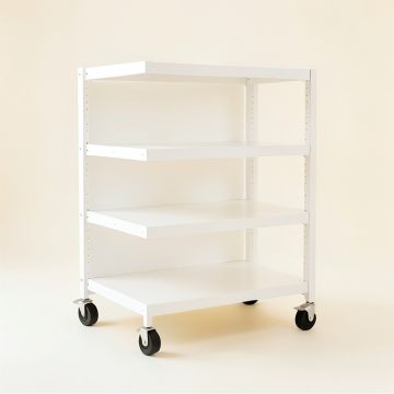 Reed Bluff Empty Rolling Workshop Cart - White (synthetic illustration; no displayed measurements)