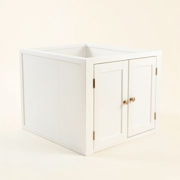Birch Crossing Empty Furniture-Style Litter Enclosure - White (synthetic illustration; no displayed measurements)