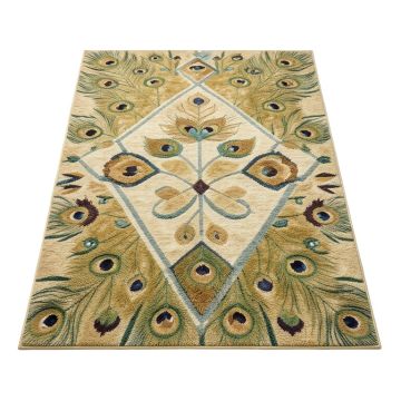 Ebright Geometric Tufted Peacock Area Rug