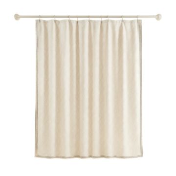 Maple Crest Shower Curtain Hanging Flat From A Plain Rod - Cream