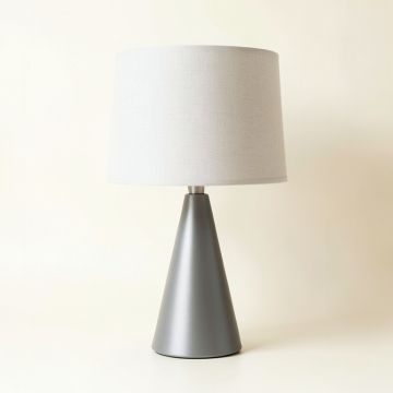 Vale Branch Table Lamp With A Plain Fabric Shade - Gray (synthetic illustration; no displayed measurements)