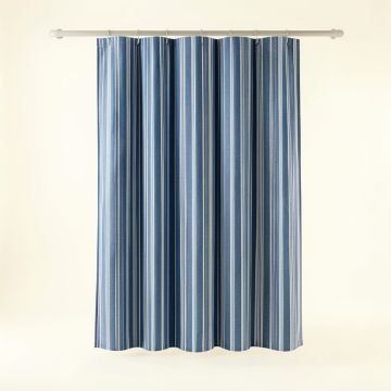 Clay Bridge Shower Curtain Hanging Flat From A Plain Rod - Blue (synthetic illustration; no displayed measurements)