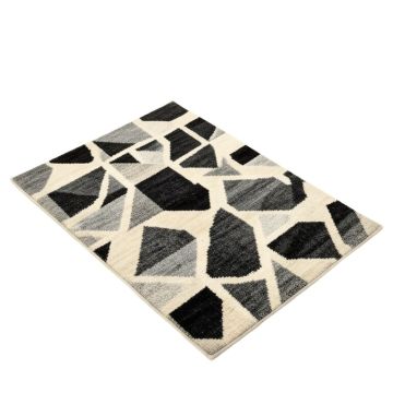 Younts Geometric Tufted Wool Gray/Beige/Black Area Rug