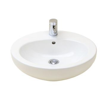 White Ceramic Oval Undermount Bathroom Sink With Overflow