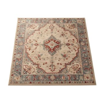 Webber Southwestern Machine Made Power Loom Wool/Polyester Beige/Gray/Red Area Rug