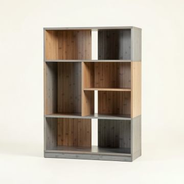 Willow Arc Freestanding Bookcase - Gray (synthetic illustration; no displayed measurements)