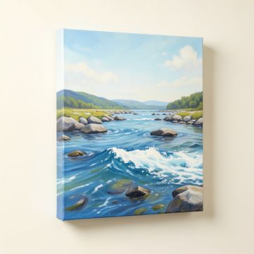 River Stones - Painting Print On Canvas (synthetic illustration; no displayed measurements)