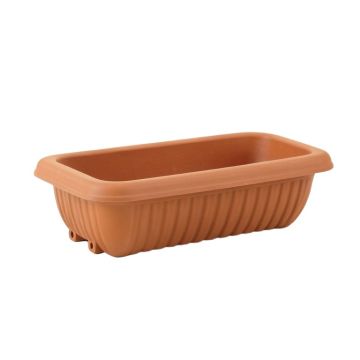 Alder Bluff Empty Railing Planter With Integral Brackets - Terracotta
