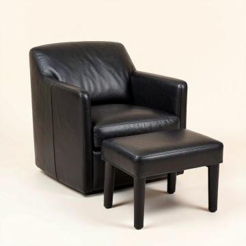 Andina 27.6 '' Wide Vegan Leather Barrel Chair And Ottoman (synthetic illustration; no displayed measurements)