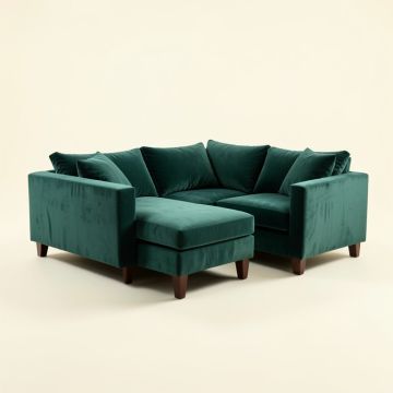 112 '' Wide Velvet Sofa & Chaise (synthetic illustration; no displayed measurements)
