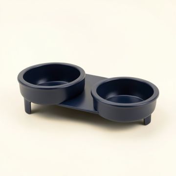 Reed Crossing Pet Feeding Stand With Two Plain Empty Bowls - Navy (synthetic illustration; no displayed measurements)