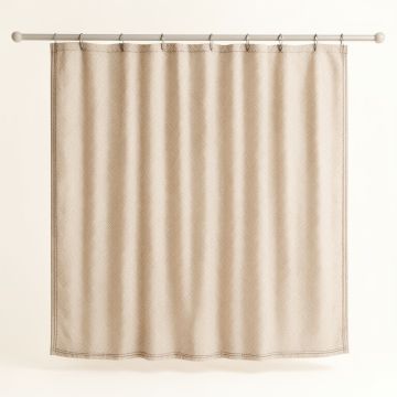 Meadow Bridge Shower Curtain Hanging Flat From A Plain Rod - Beige (synthetic illustration; no displayed measurements)