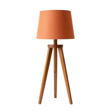Birch Arc Floor Lamp With A Plain Fabric Shade