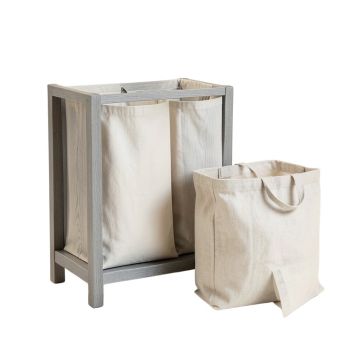 Holly Bridge Laundry Sorting Station With Plain Removable Bags - Gray