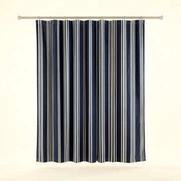 Maple Brook Shower Curtain Hanging Flat From A Plain Rod - Navy (synthetic illustration; no displayed measurements)