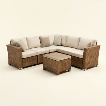 Alexaundra Patio 6 Piece Rattan Sectional Seating Group With Cushions (synthetic illustration; no displayed measurements)