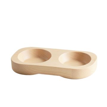 Slate Falls Pet Feeding Stand With Two Plain Empty Bowls - Beige