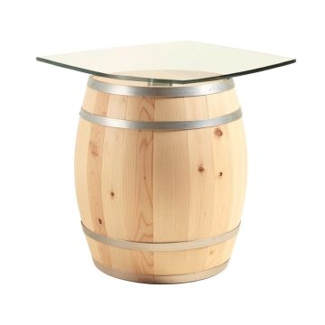 Zackary Live Edge And Glass Wine Barrel Table Bar