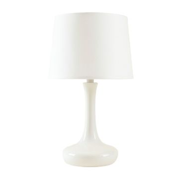 Reed Arc Table Lamp With A Plain Fabric Shade - White