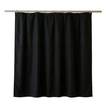 River Arc Shower Curtain Hanging Flat From A Plain Rod - Black (synthetic illustration; no displayed measurements)