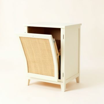 Slate Crest Freestanding Pull-Out Hamper Cabinet - Ivory (synthetic illustration; no displayed measurements)