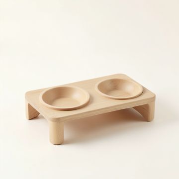 Briar Bridge Pet Feeding Stand With Two Plain Empty Bowls - Beige (synthetic illustration; no displayed measurements)
