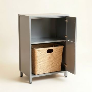 Cedar Dell Freestanding Pull-Out Hamper Cabinet - Gray (synthetic illustration; no displayed measurements)