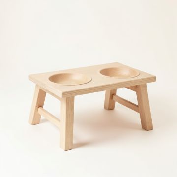 Rowan Canyon Pet Feeding Stand With Two Plain Empty Bowls - Beige (synthetic illustration; no displayed measurements)