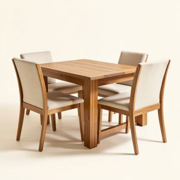 Iaconetti 5 - Piece Butterfly Leaf Rubberwood Solid Wood Dining Set (synthetic illustration; no displayed measurements)