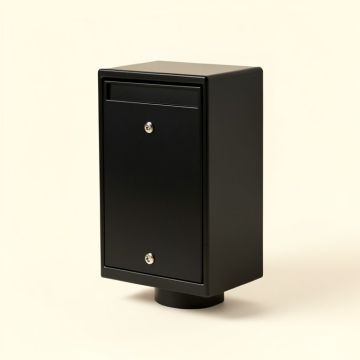 Pedestal All-In-One , Large , Aluminum , Locking , Mailbox & Post Combo , Black (synthetic illustration; no displayed measurements)