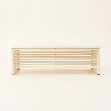 Bay Crest Narrow Outdoor Storage Bench - Ivory (synthetic illustration; no displayed measurements)