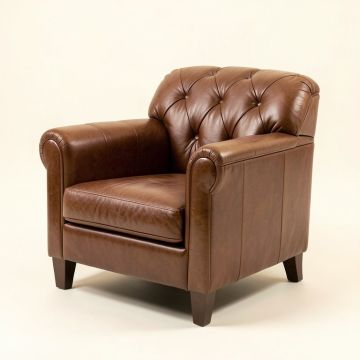 Wentz 47 '' Wide Tufted Top Grain Leather Armchair (synthetic illustration; no displayed measurements)