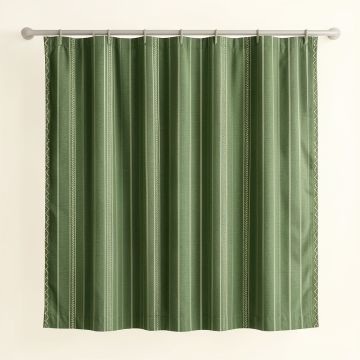 Lake Falls Shower Curtain Hanging Flat From A Plain Rod - Green (synthetic illustration; no displayed measurements)