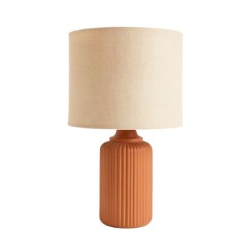 Alder Dale Table Lamp With A Plain Fabric Shade - Terracotta
