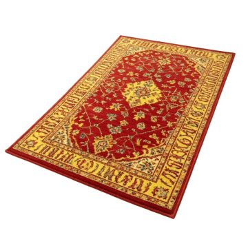 Aletha Machine Made Power Loom Wool And Polyester Red/Yellow Area Rug