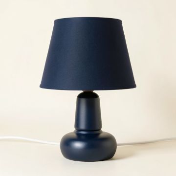 Moss Canyon Table Lamp With A Plain Fabric Shade - Navy (synthetic illustration; no displayed measurements)