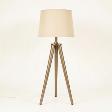 Vale Crossing Floor Lamp With A Plain Fabric Shade - Beige (synthetic illustration; no displayed measurements)