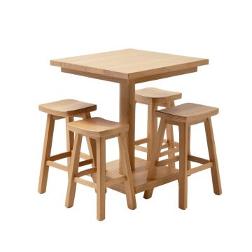 Dining Bar Table Set Counter Height With 4 Pub Stool