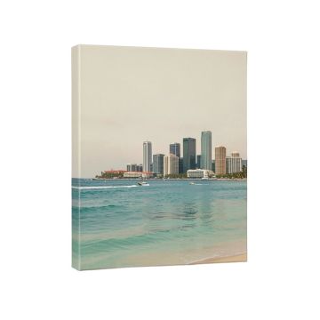 Skyline Series : Honolulu , Hawaii , Usa On Beige Painting Print On Wrapped Canvas