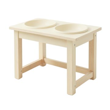 Flint Bluff Pet Feeding Stand With Two Plain Empty Bowls - Cream