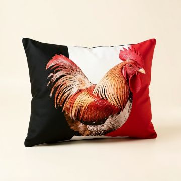 Espinal Rooster Cotton Lumbar Pillow (synthetic illustration; no displayed measurements)