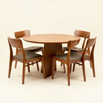 Monte Mid-Century Modern Wood Round 5 Piece Dining Set (synthetic illustration; no displayed measurements)