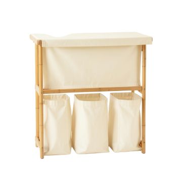 Rowan Bend Laundry Sorting Station With Plain Removable Bags - Cream