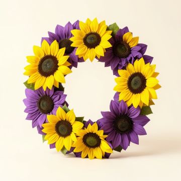 Sunflower Polyester Wreath (synthetic illustration; no displayed measurements)