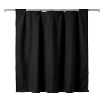 River Canyon Shower Curtain Hanging Flat From A Plain Rod - Black