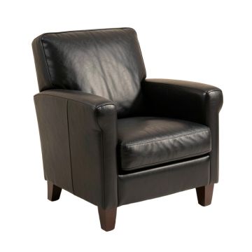 Leather Upholstered Arm Chair In Black (synthetic illustration; no displayed measurements)