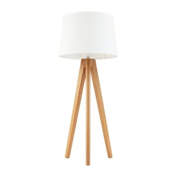 Flint Arc Floor Lamp With A Plain Fabric Shade