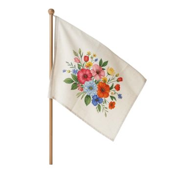 Canadian Patriotic Basket Of Flowers Linen Garden Flag